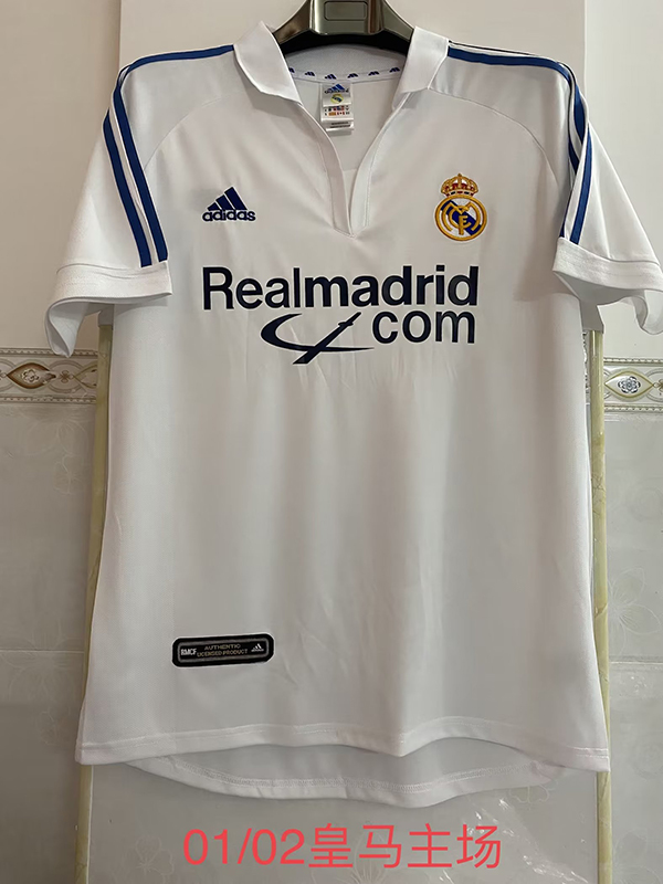 2001-2002 Season Real Madrid Home White Color Football Retro Jersey