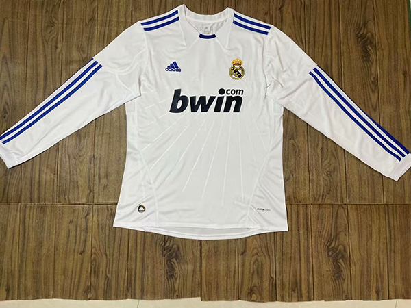 2010-2011 Season Real Madrid Home White Color Long Sleeve Football Retro Jersey