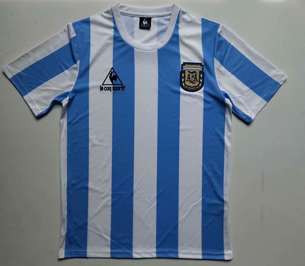 1986 World Cup Argentina Home Blue-White Football Retro Jersey