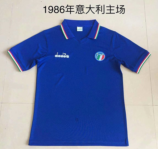 1986 World Cup Italy Home Blue Color Football Shirt Top Thailand Quality Italy Retro Jersey