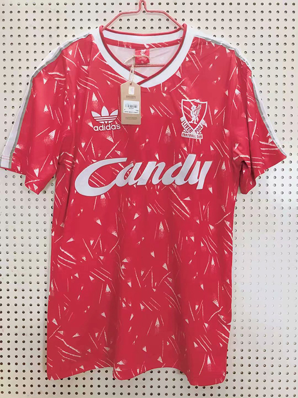 1989-1990 Season Liverpool Home Red Color Football Retro Jersey