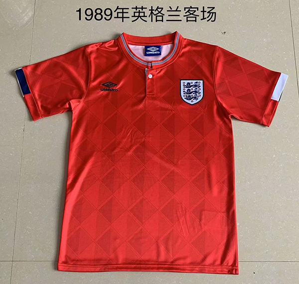 1989 Season England Away Red Color Football Retro Jersey