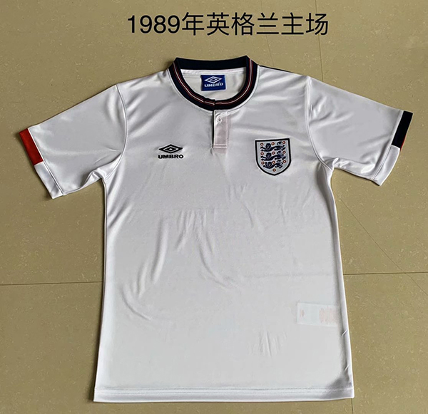 1989 Season England Home White Color Football Retro Jersey