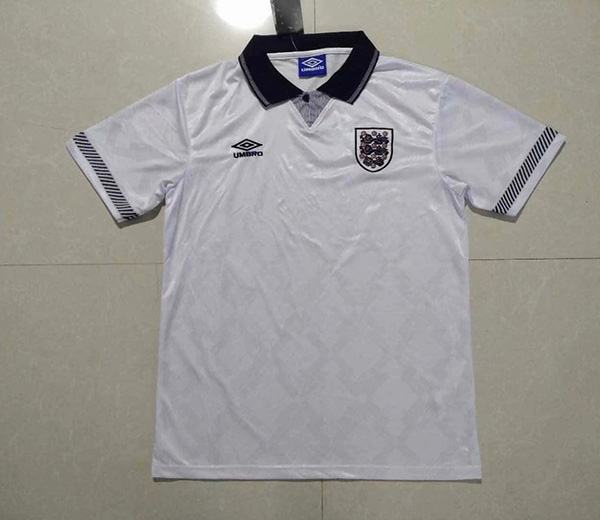 1990 Season England Home White Color Football Retro Jersey