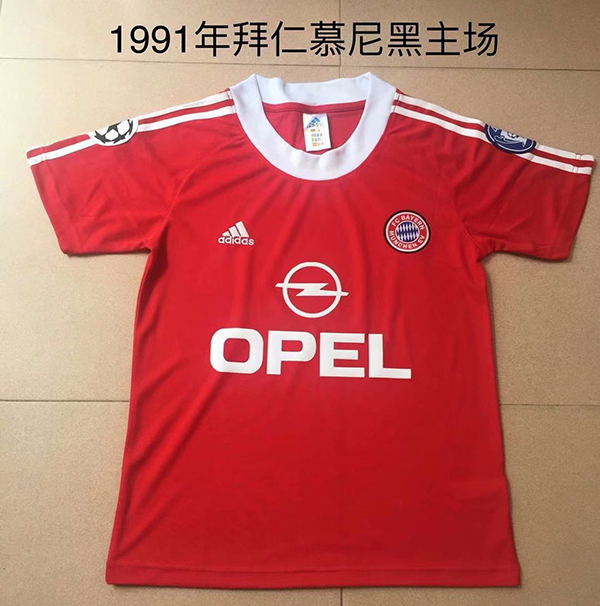 1991 Season Bayern Munich Home Red Color Football Shirt Top Thailand Quality Bayern Retro Jersey