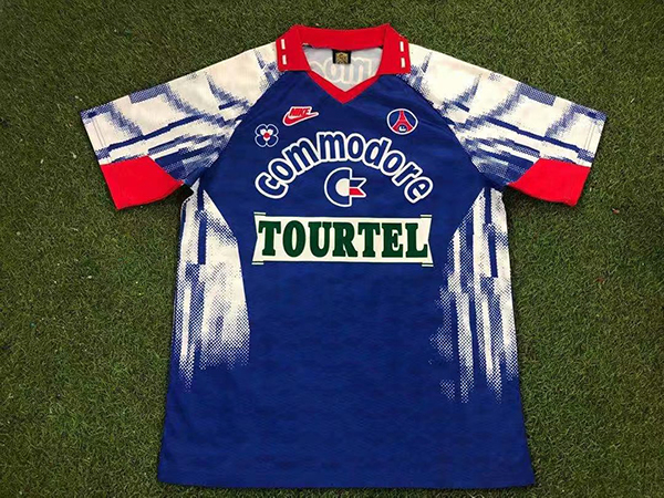 1992-1993 Season Paris Saint Germain Home Blue Color Football Retro Jersey