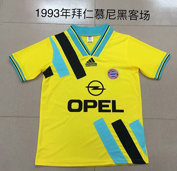 1993 Season Bayern Munich Away Yellow Color Football Shirt Top Thailand Quality Bayern Retro Jersey