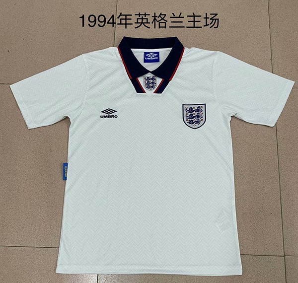 1994 World Cup England Home White Color Football Retro Jersey