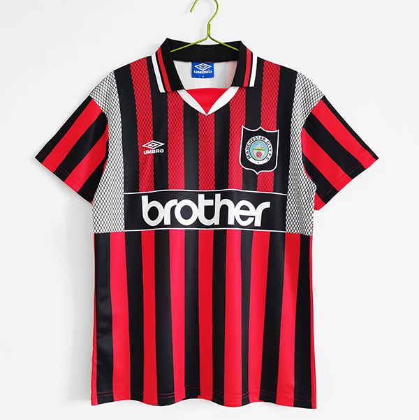 1994 Season Manchester City Away Red Color Football Retro Jersey