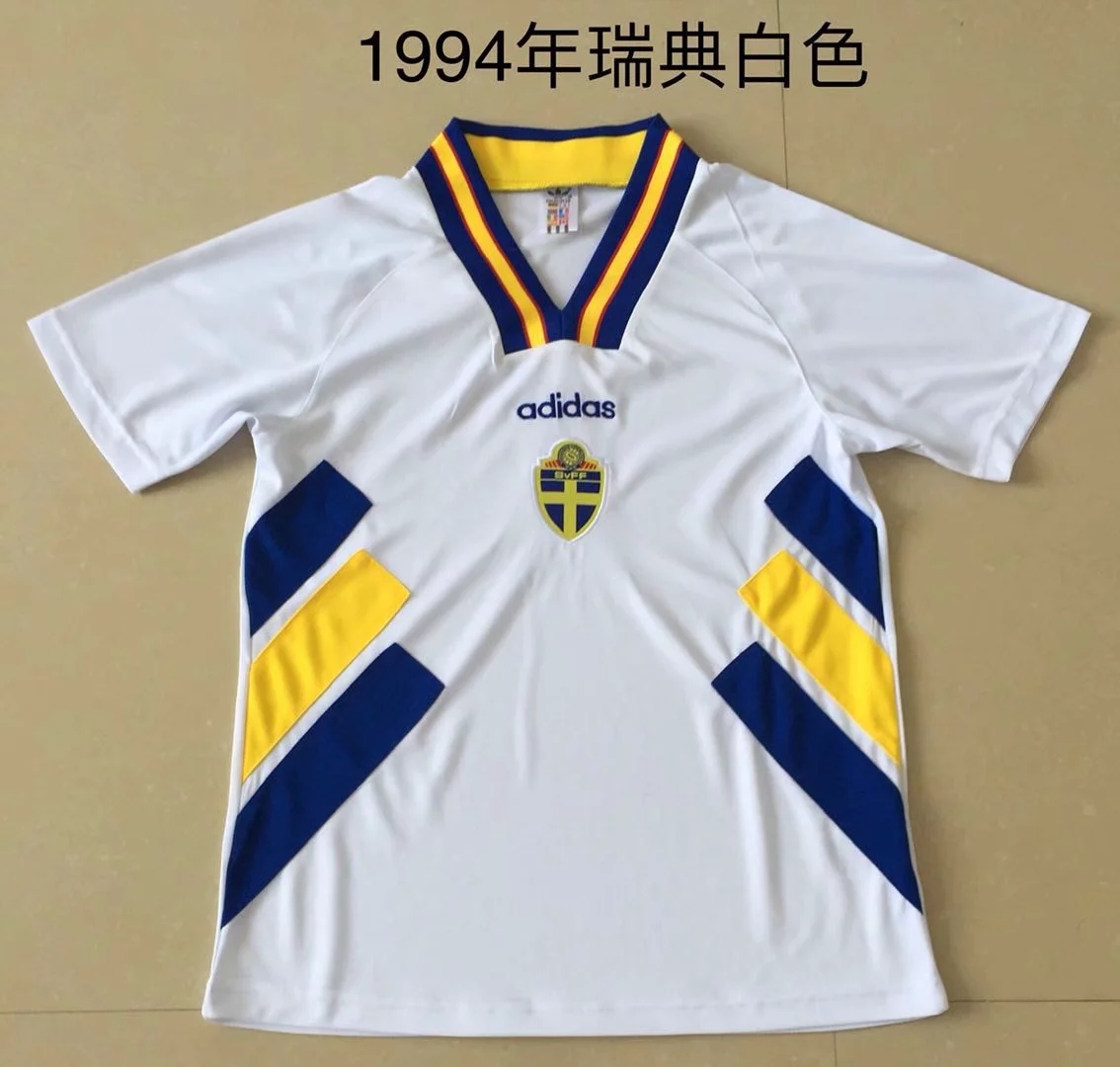 1994 Season Sweden Away White Color Football Shirt Top Thailand Quality Sweden Retro Jersey