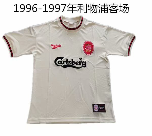 1996-1997 Season Liverpool Away Grey Color Football Shirt