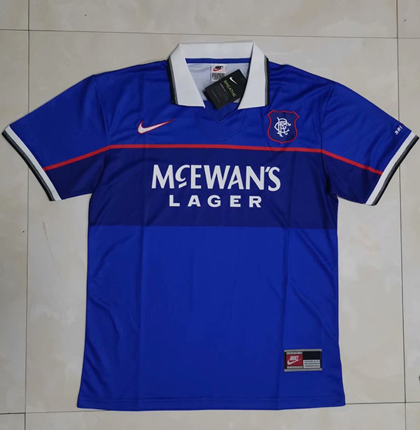 1997-1999 Season Glasgow Rangers Home Blue Color Football Shirt Top Thailand Quality Rangers Retro Jersey