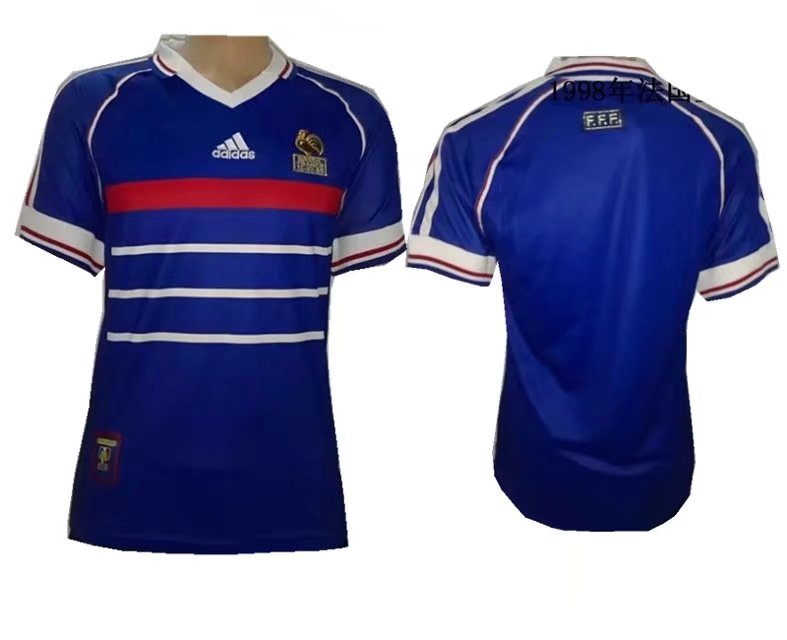 1998 World Cup France Home Blue Color Soccer Jersey Top Thailand Quality France Retro Jerseys