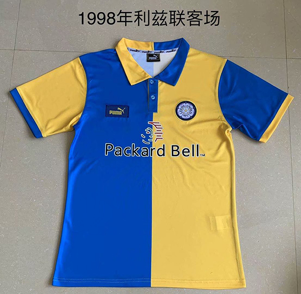 1998 Season Leeds United Away Blue-Yellow Color Soccer Jersey Top Thailand Quality Leeds Retro Jerseys