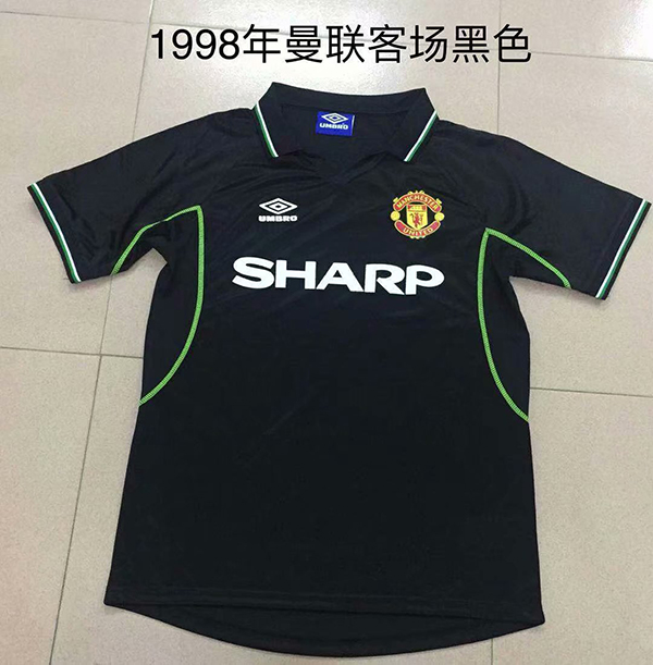 1998 Season Manchester United Away Black Color Soccer Jersey Man United Retro Jerseys