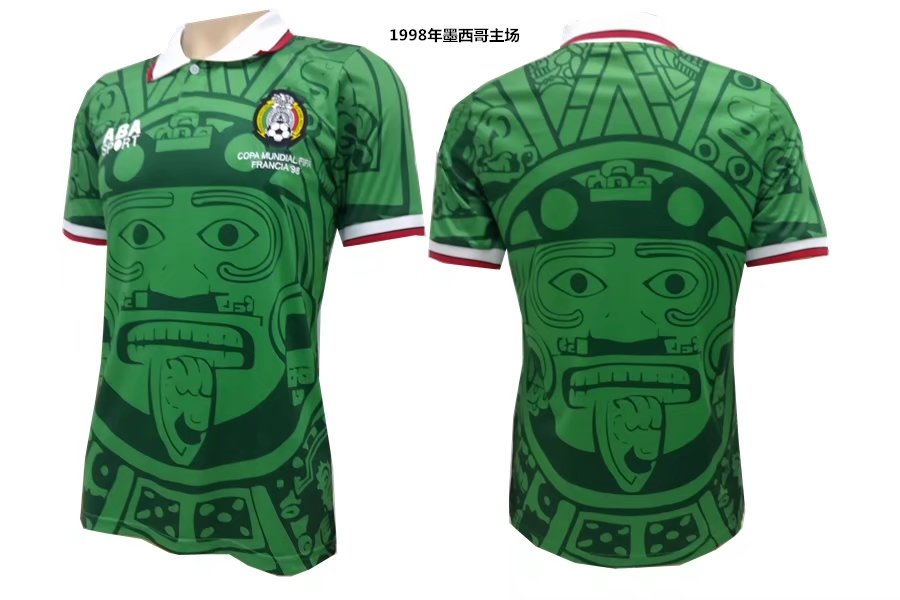 1998 World Cup Mexico Home Green Color Soccer Jersey Top Thailand Quality Mexico Retro Jerseys