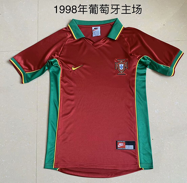 1998 World Cup Portugal Home Red Color Football Shirt Top Thailand Quality Portugal Retro Jersey