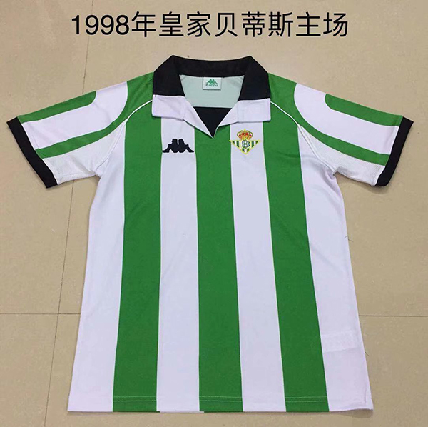 1998 Season Real Betis Home Green-White Color Football Shirt Top Thailand Quality Real Betis Retro Jersey