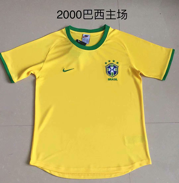 2000 Season Brazil Home Yellow Color Football Shirt Top Thailand Quality Brazil Retro Jersey