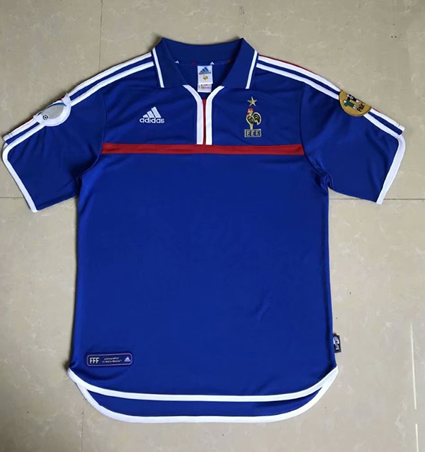 2000 Season France Home Blue Color Football Shirt Top Thailand Quality France Retro Jersey