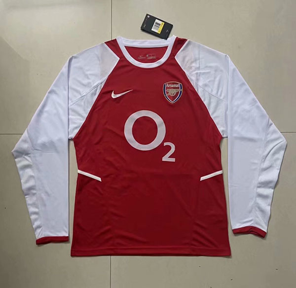 2002-2003 Season Arsenal Home Red Long Sleeve Soccer Retro Jersey