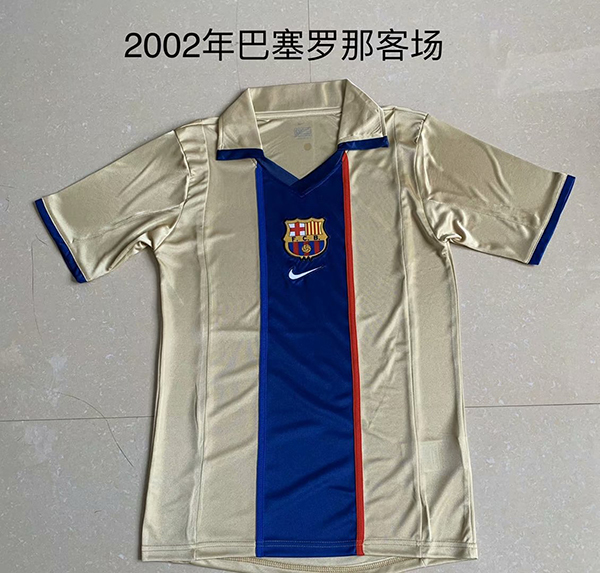 2002 Season Barcelona Away Golden Color Football Retro Jersey