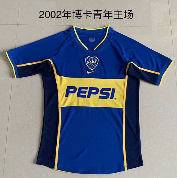 2002 Season Boca Juniors Home Blue Color Football Shirt Top Thailand Quality Boca Juniors Retro Jersey