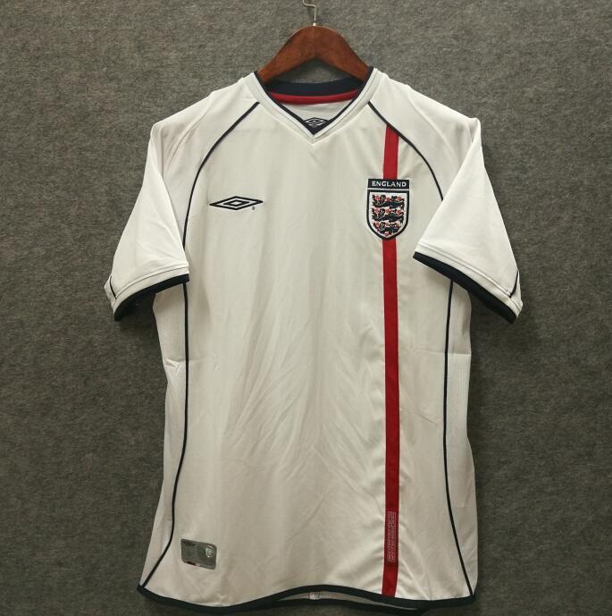 2002 Season England Home White Color Football Retro Jersey