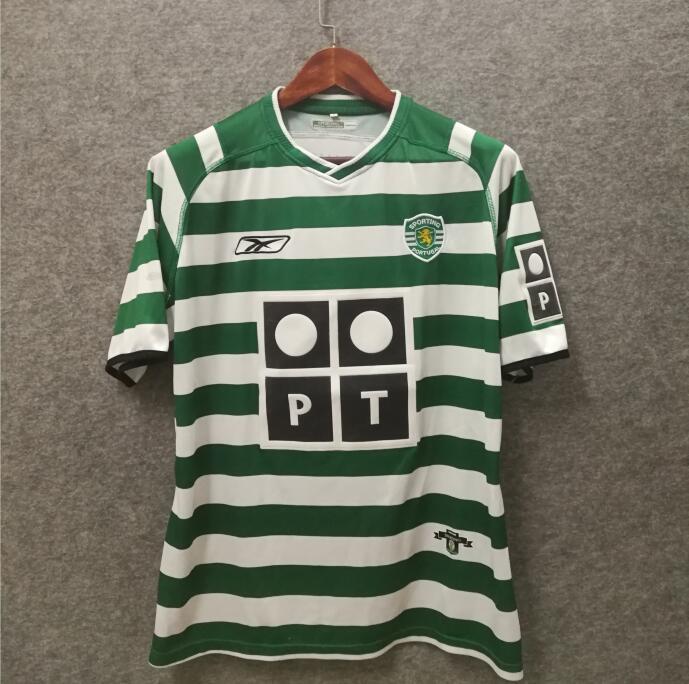 2003-2004 Season Sporting Lisbon Home Green-White Color Football Shirt Top Thailand Quality Lisbon Retro Jersey