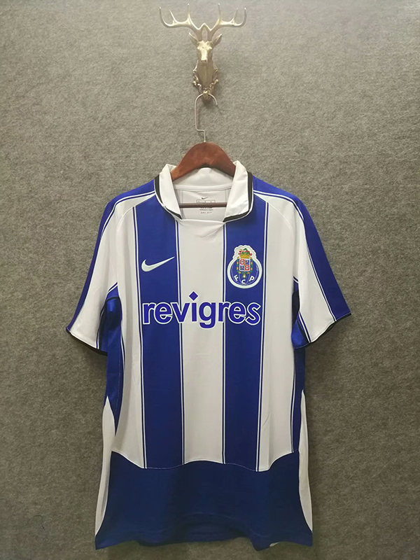 2003-2004 Season Porto Home Blue-White Color Football Shirt Top Thailand Quality Porto Retro Jersey