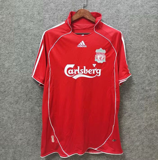 2006-2007 Season Liverpool Home Red Color Football Retro Jersey