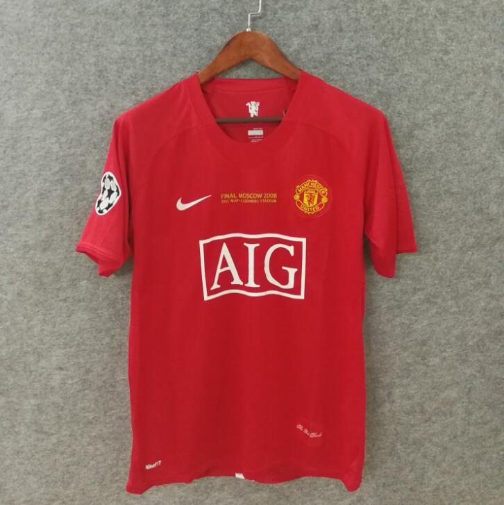 2007-2008 Season Manchester United Home Red Color Soccer Jersey Top Thailand Quality Man United Retro Jerseys