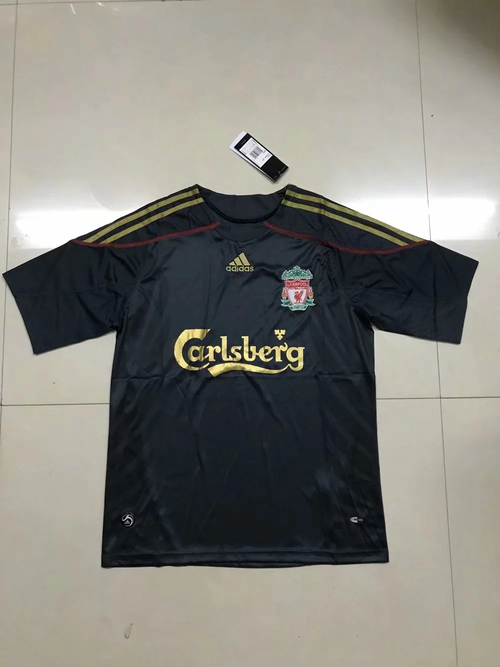 2009-2010 Season Liverpool Away Black Color Football Shirt