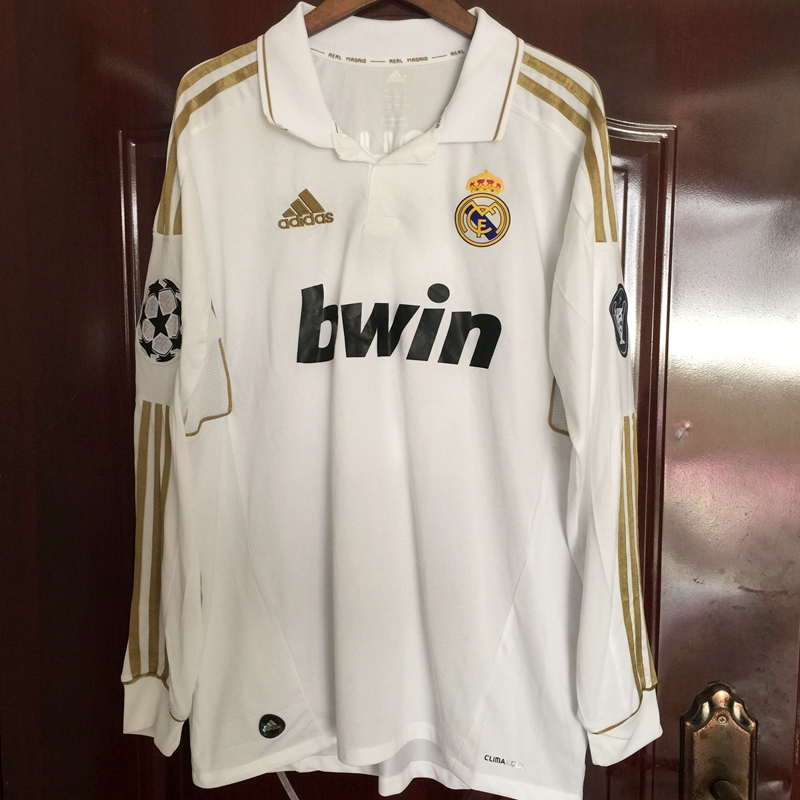 2011-2012 Season Real Madrid Home White Color Long Sleeve Retro Jersey