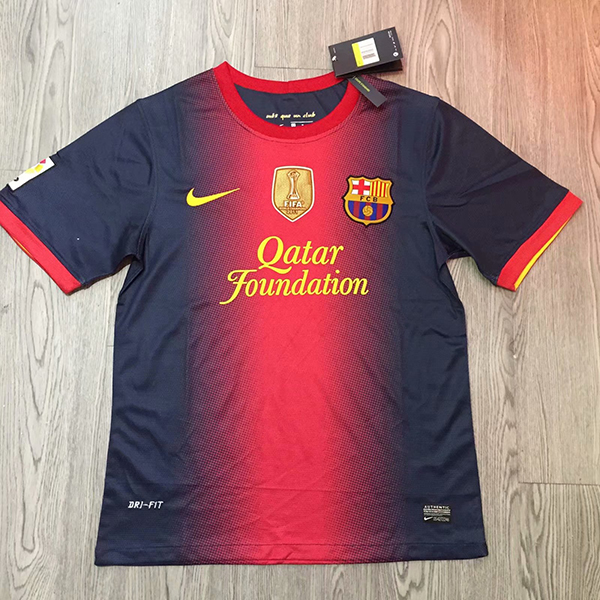 2012-2013 Season Barcelona Home Red-Blue Color Football Retro Jersey