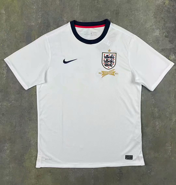 2013 Season England Home White Color Football Retro Jersey