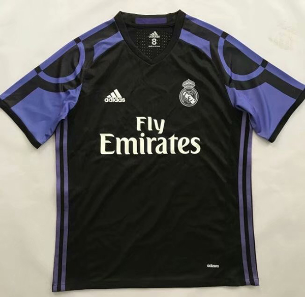 2015-2016 Season Real Madrid Third Black Color Football Retro Jersey