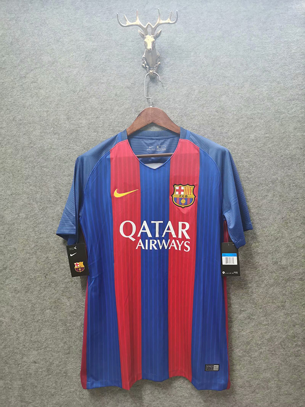 2016-2017 Season Barcelona Home Red-Blue Color Football Retro Jersey