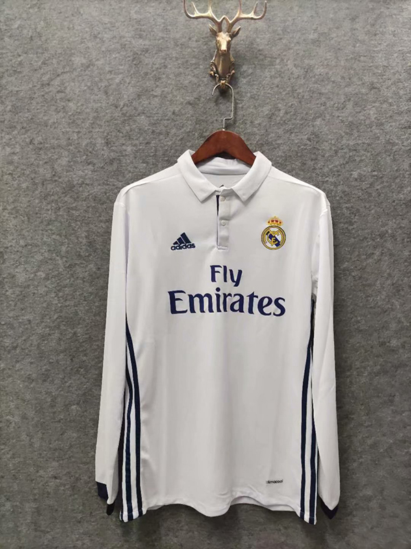 2016-2017 Season Real Madrid Home White Color Long Sleeve Soccer Jersey Top Thailand Quality Real Madrid Retro Jerseys