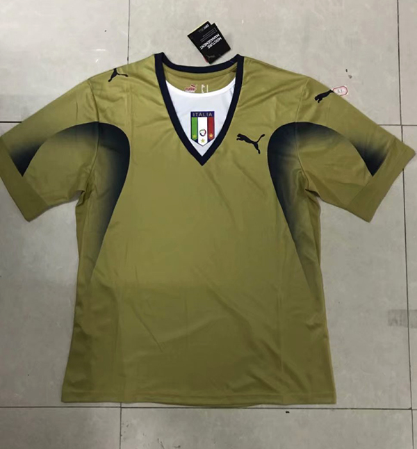 2006 World Cup Italy Goalkeeper Golden Color Football Shirt Top Thailand Quality Italy Retro Jersey