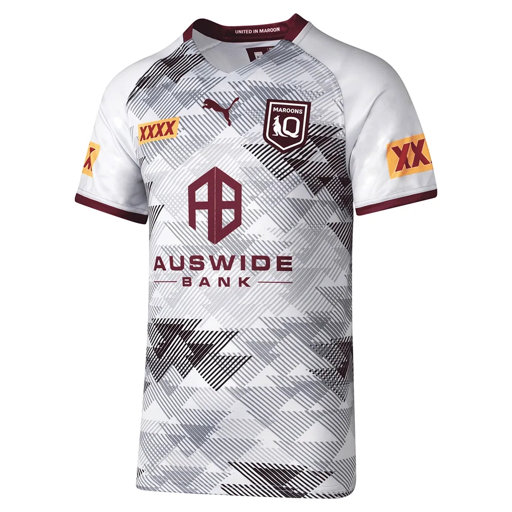 2022 Season Queensland Maroons Away White Color Rugby Jersey