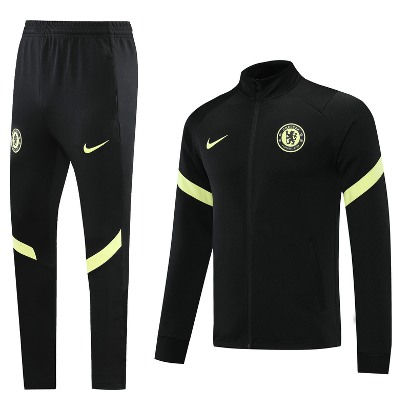 21-22 Season Chelsea Black Color Football Tracksuit