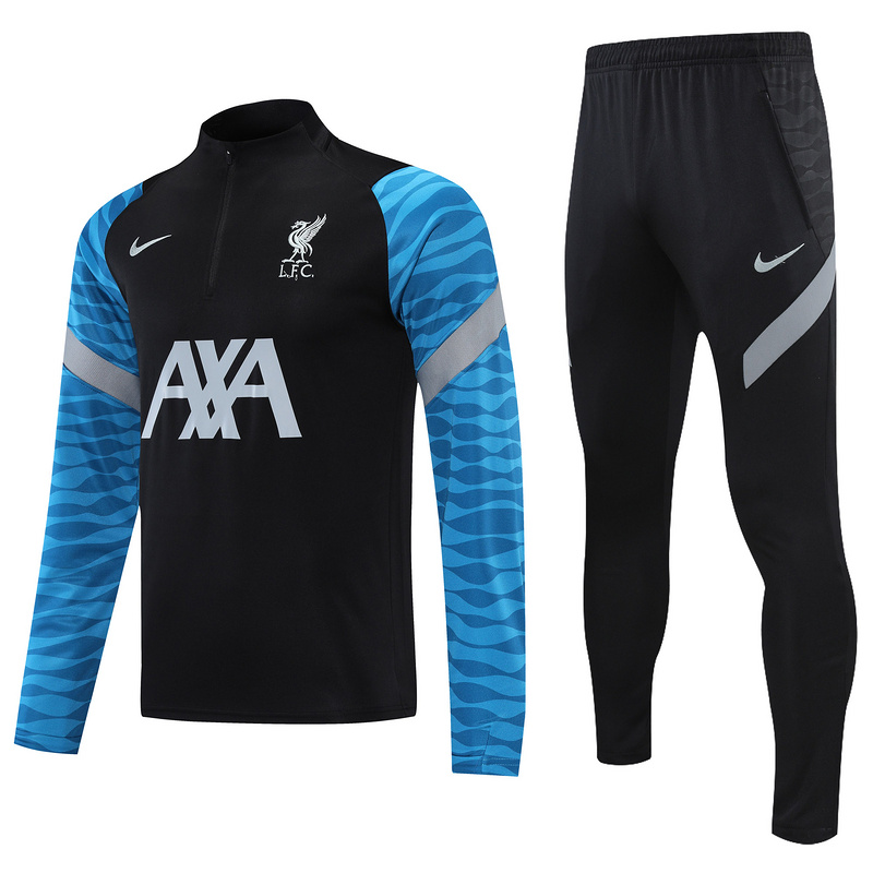 21-22 Season Liverpool Blue-Black Color Football Sweater Set