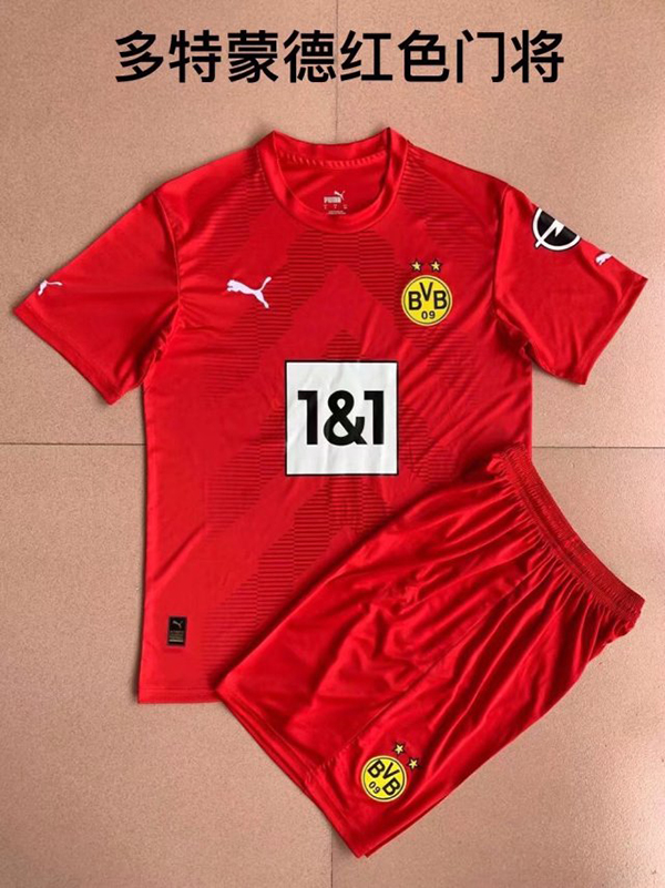 22-23 Season Dortmund Goalkeeper Red Color Kids Football Kit