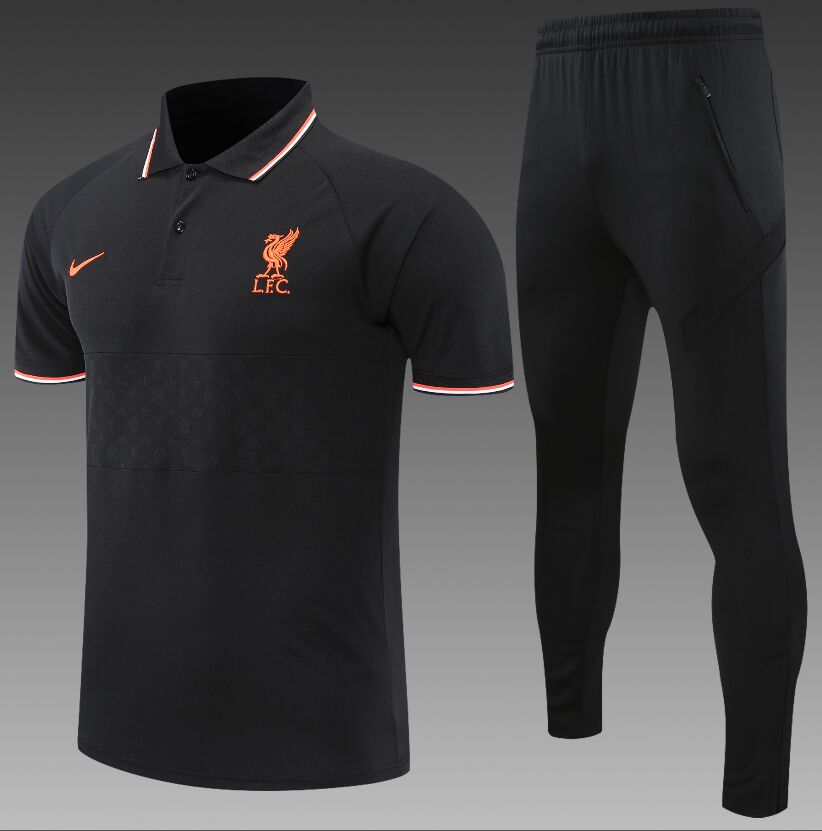 22-23 Season Liverpool Black Color Football Polo Training Suit