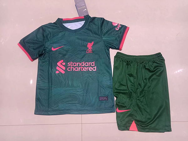 22-23 Season Liverpool Third Green Color Kids Football Uniform