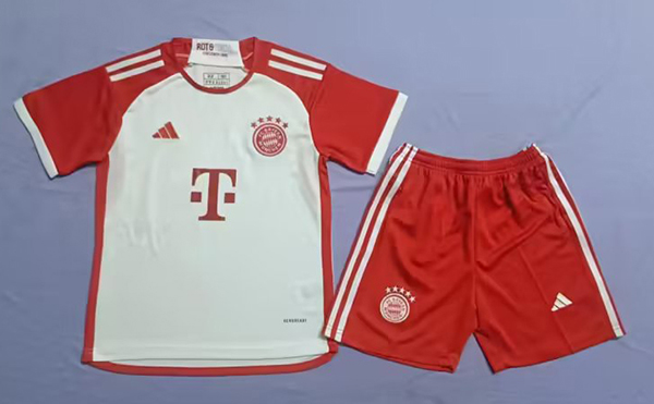 23-24 Season Bayern Munich Home Red-White Color Kids Football Kit