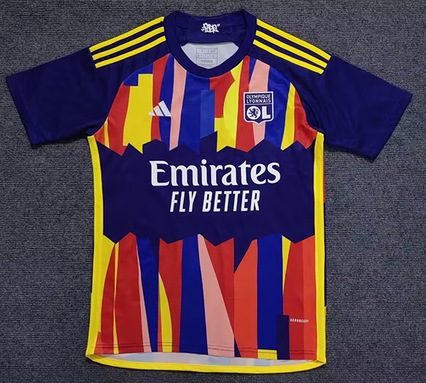 23-24 Season Lyon Third Yellow-Blue Color Football Jersey