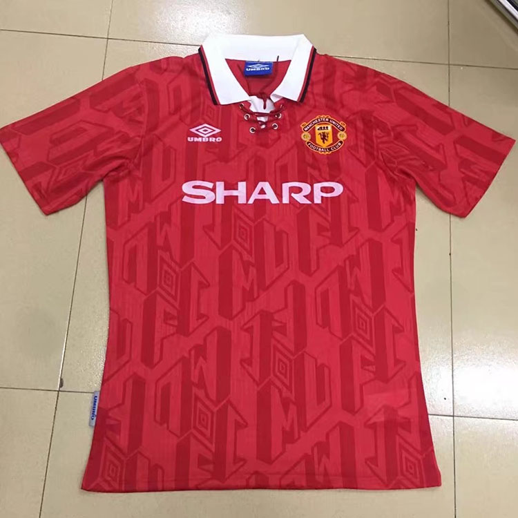 1992-1993 Season Manchester United Home Red Color Soccer Jersey Top Thailand Quality Man United Retro Jerseys